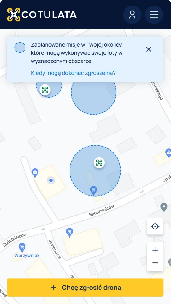 Widok mapy w aplikacji "e-Identyfikacja"